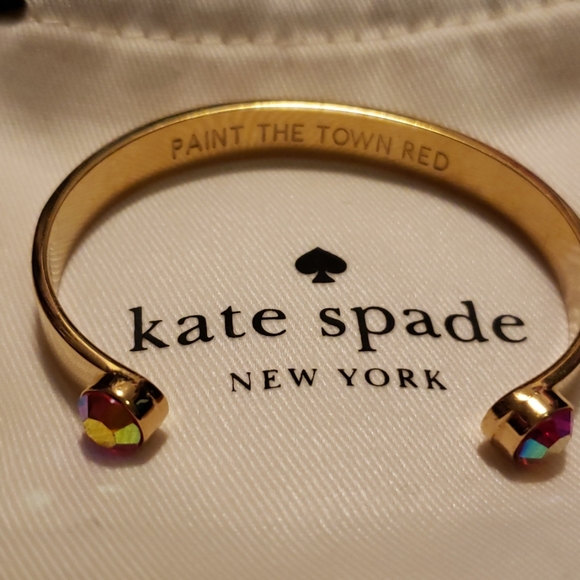 kate spade Jewelry - Kate Spade gold cuff bracelet with red stones